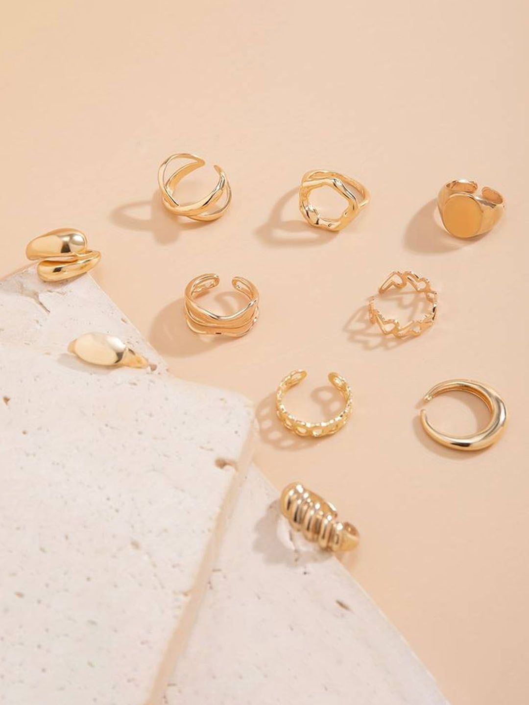 Jewels Galaxy Set Of 10 Gold-Plated Finger Ring-picture-25