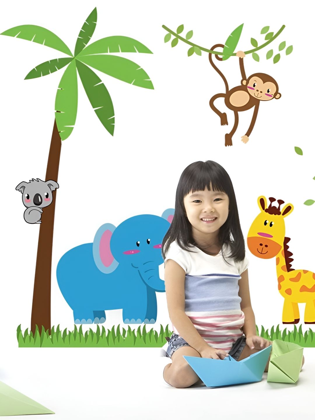 Jaamso Royals Green & Blue 3D Printed Self Adhesive Wall Sticker-picture-32