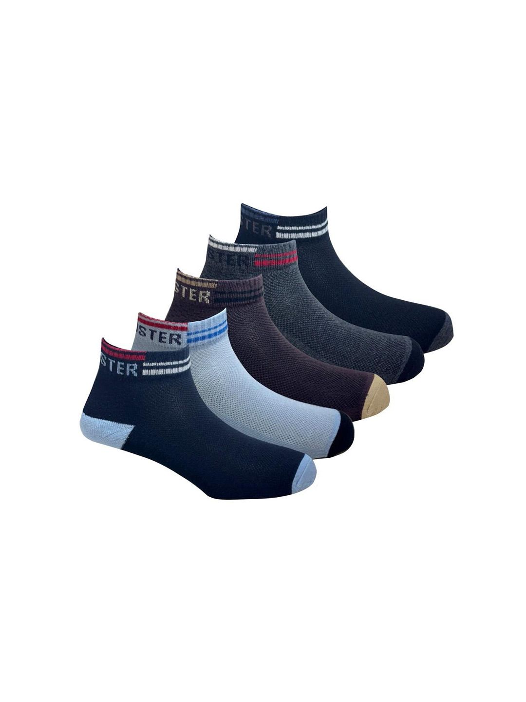 The Roadster Lifestyle Co Pack Of 5 Striped Ankle Length Socks-picture-17