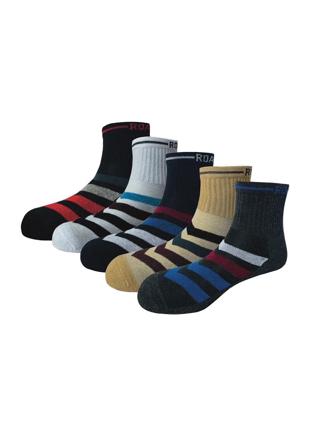 The Roadster Lifestyle Co Pack Of 5 Striped Ankle Length Socks-image-2