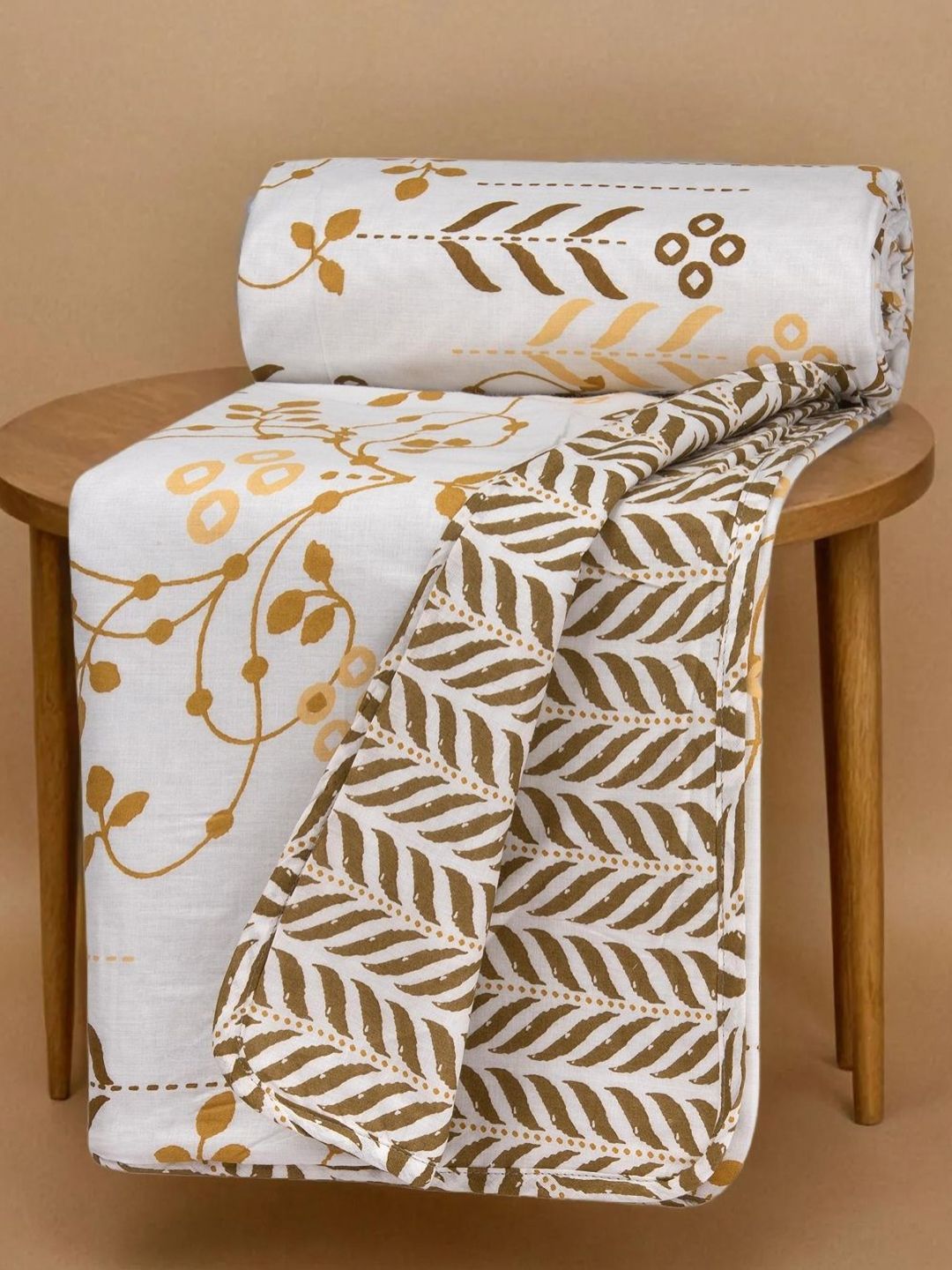 Huesland Brown & White Floral AC Room Single Bed Dohar-picture-31