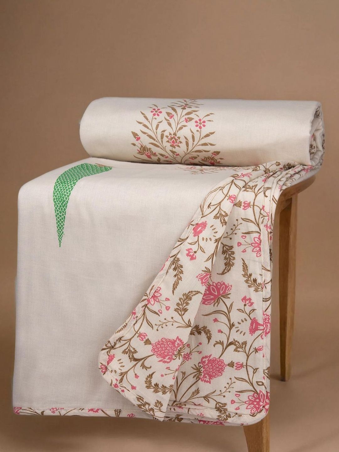 Huesland Pink & Brown Floral AC Room Single Bed Dohar-image-38
