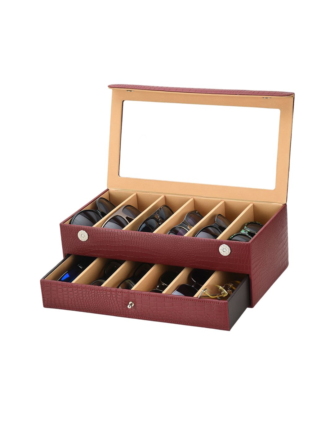 essart Maroon Leather Sunglasses Organiser-image-15