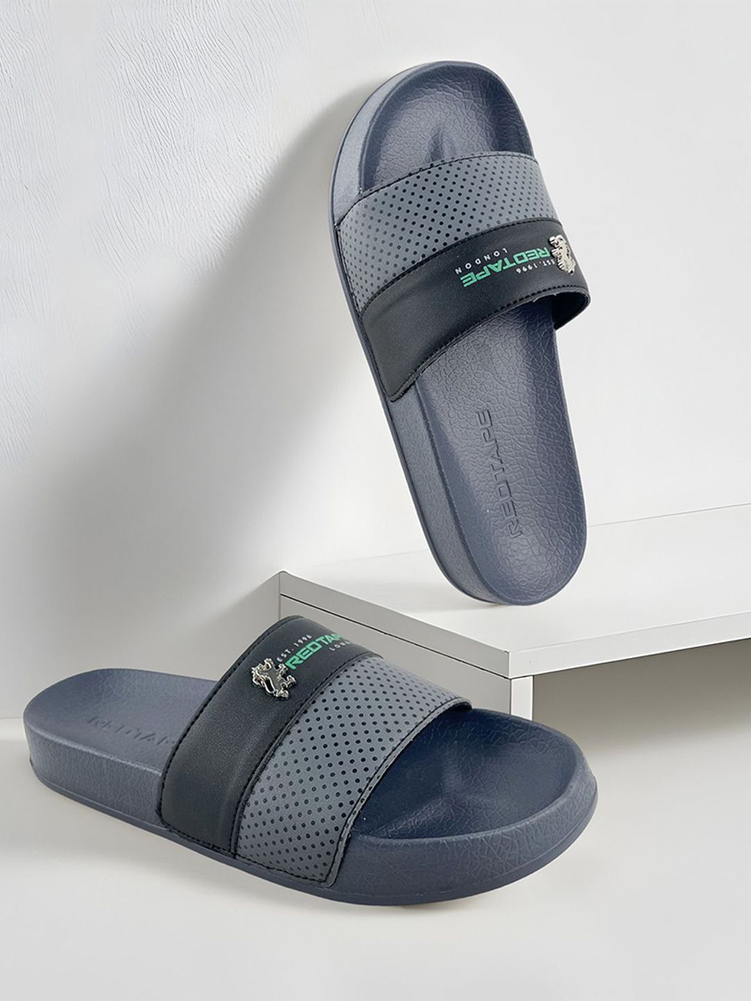 Red Tape Men Printed Sliders Flip Flops-image-25