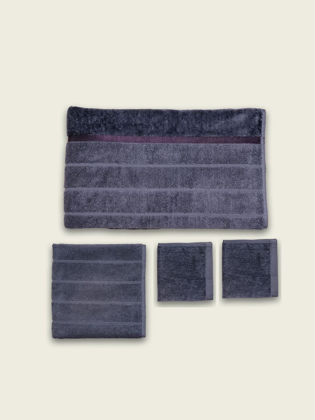 DAMENSCH Grey 4 Piece Cotton 500 GSM Towel Set-image-18