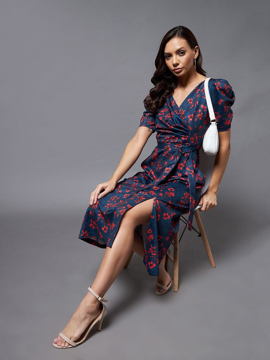Miss Chase Print Puff Sleeve Midi Dress-picture-10