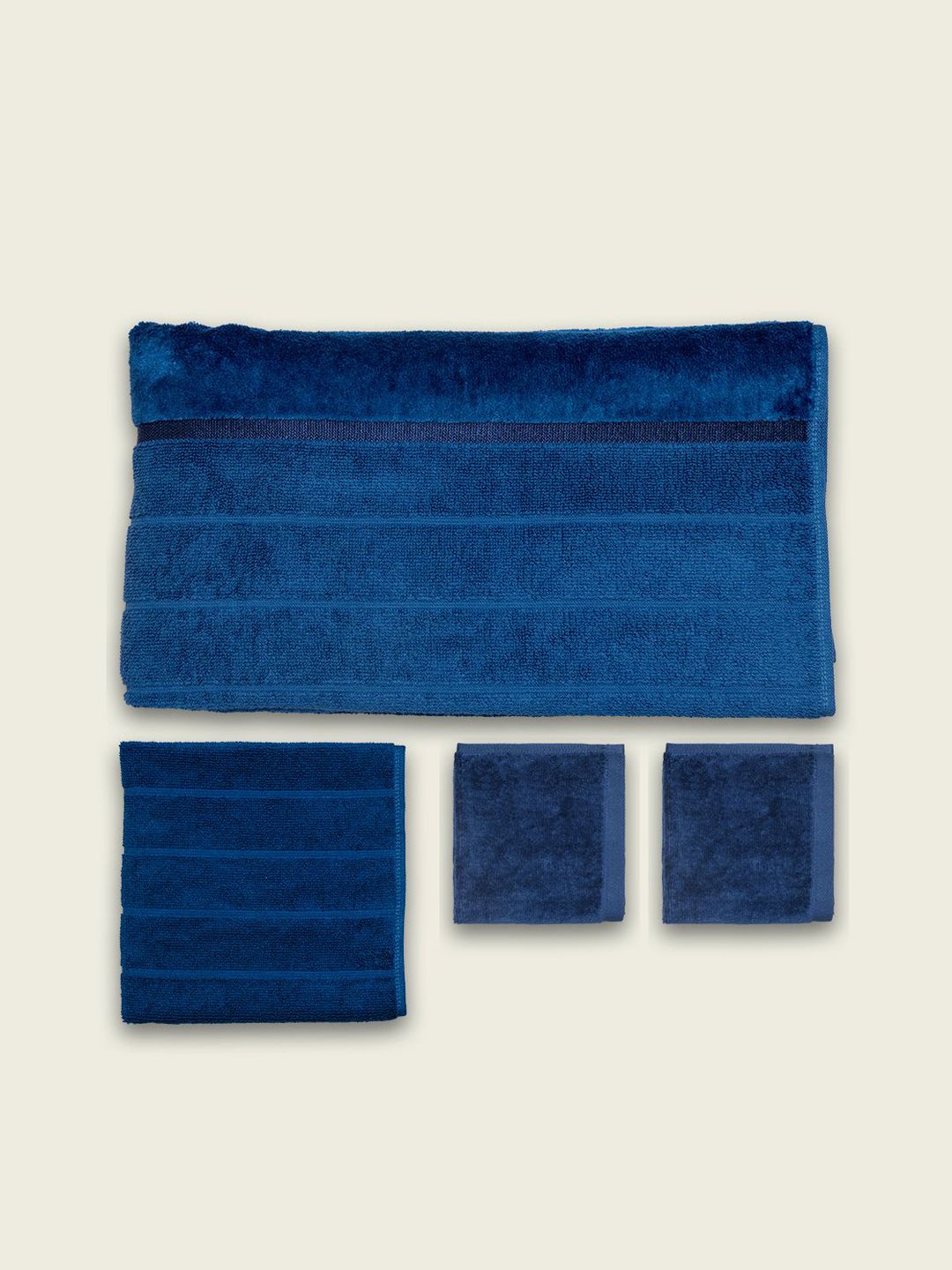DAMENSCH Navy Blue 4 Piece Cotton 500 GSM Towel Set-image-43