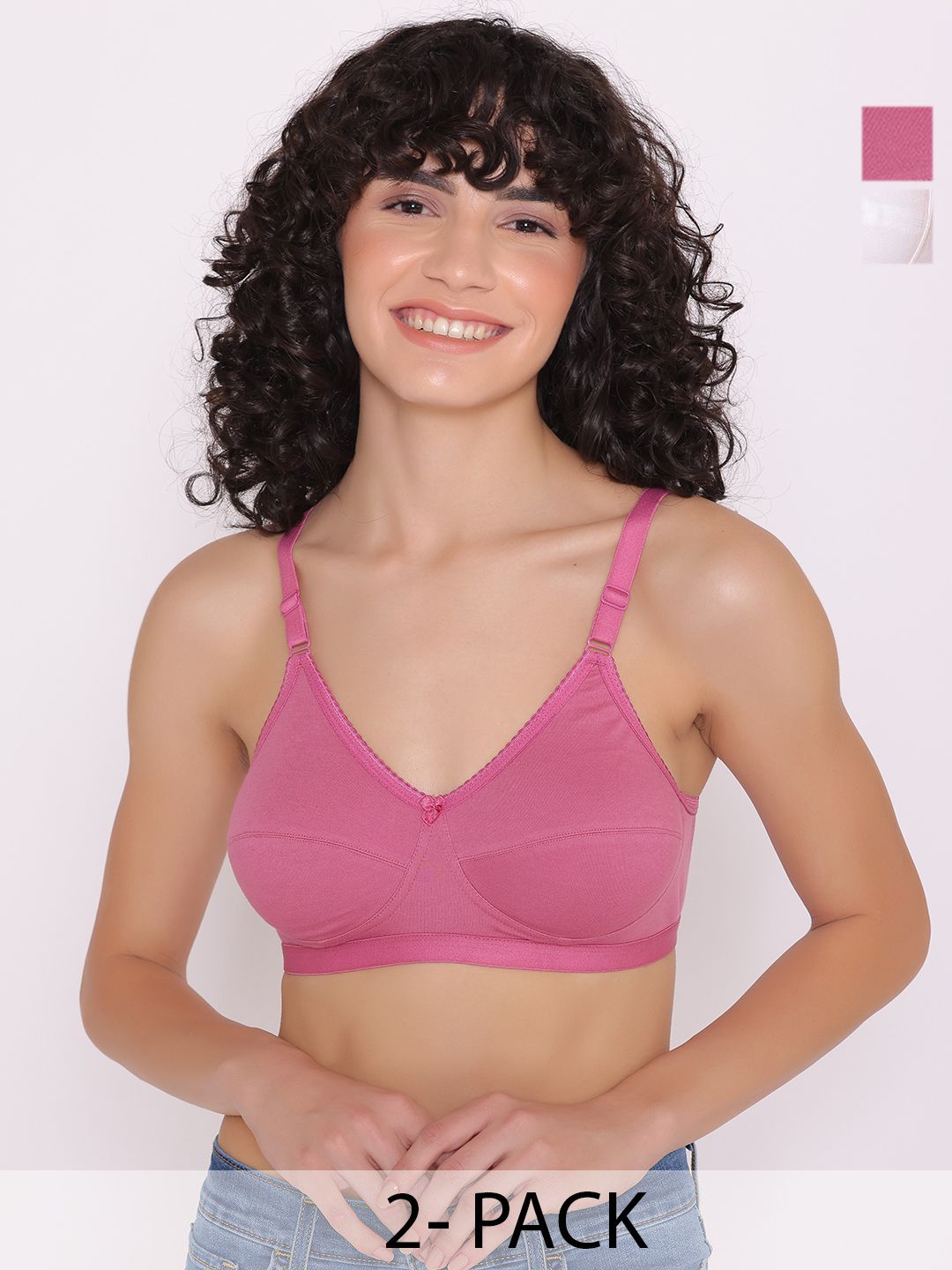 INKURV Pack of 2 Cut and Sew Full Coverage Solid  Regular Use Bra
