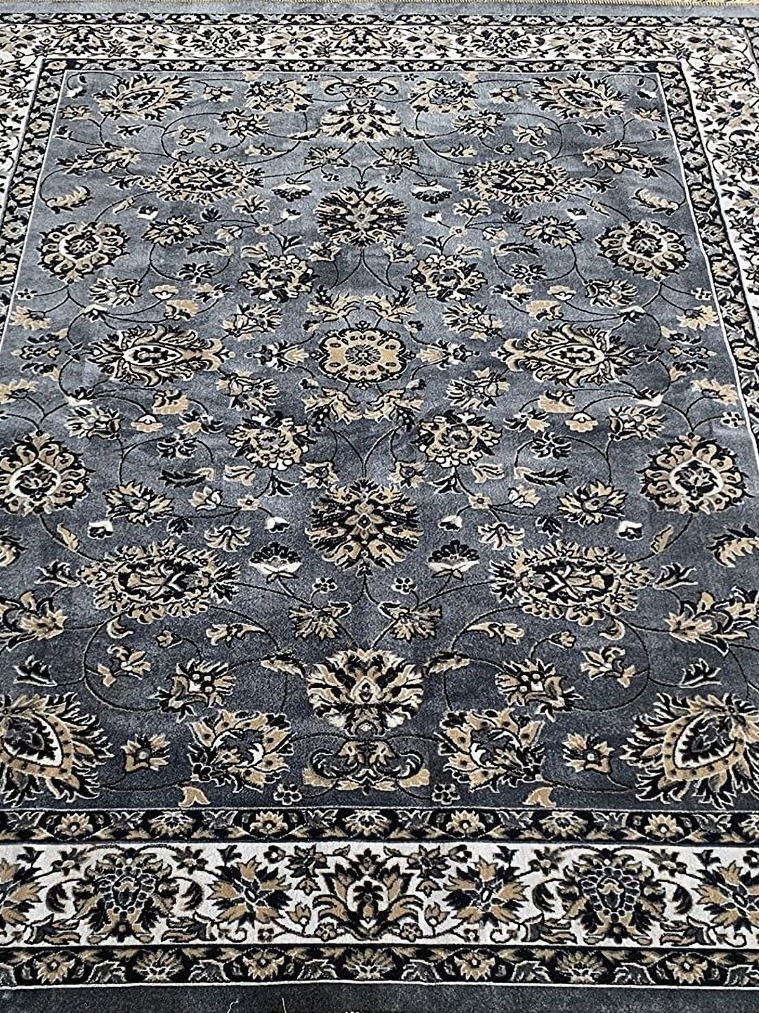 SANA CARPET Grey & Black Floral Anti-Skid Rectangular Carpet-image-12