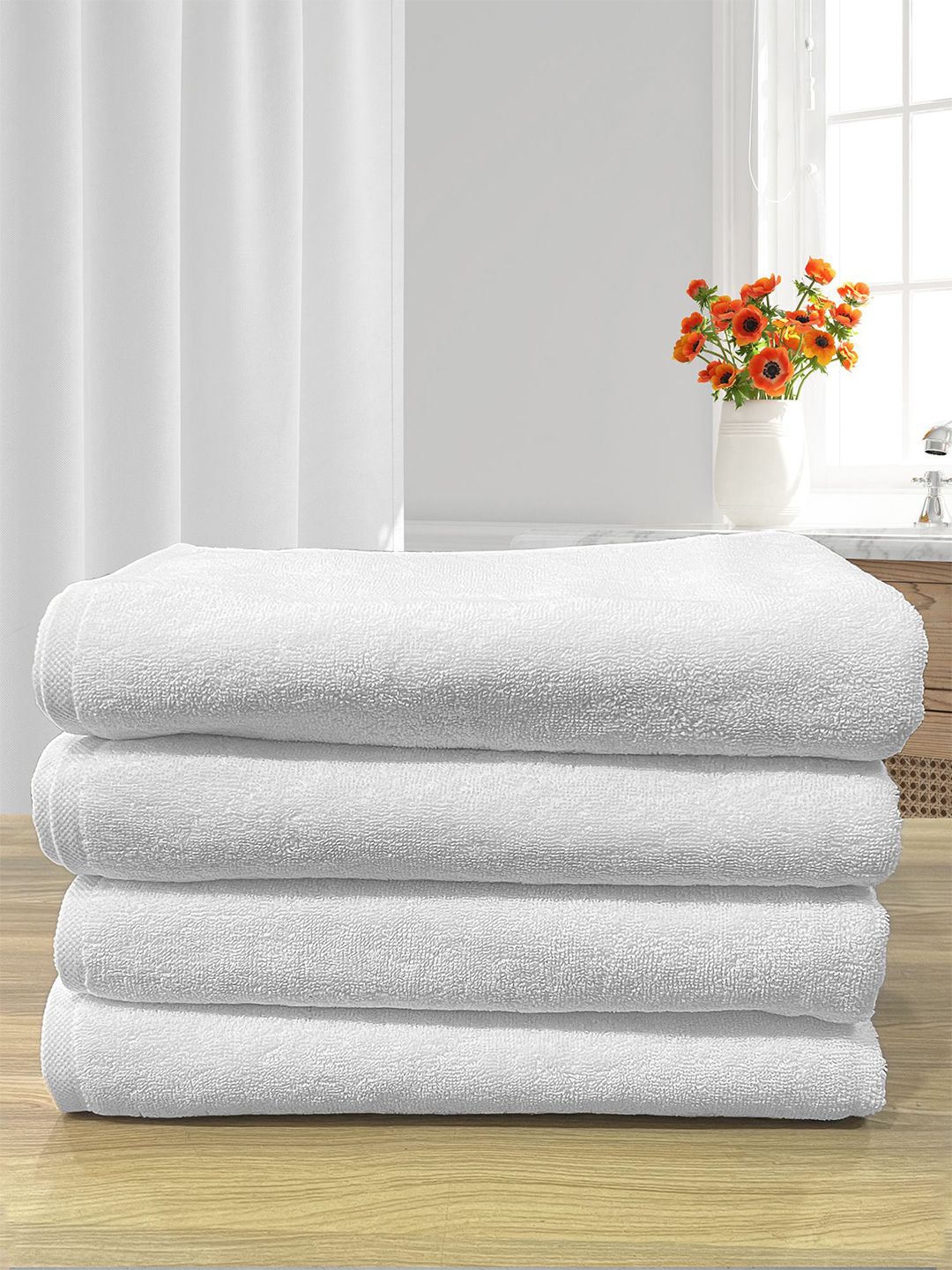 LABHAM White 4 Pieces Cotton 670 GSM Bath Towel-image-18