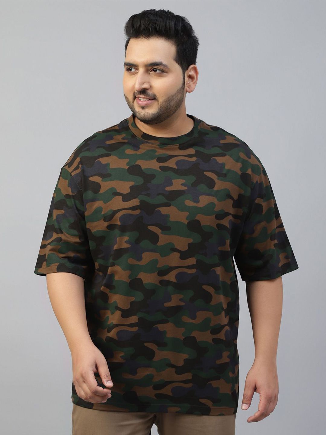 VEIRDO Men Printed Drop-Shoulder Sleeves Pure Cotton T-shirt-picture-19