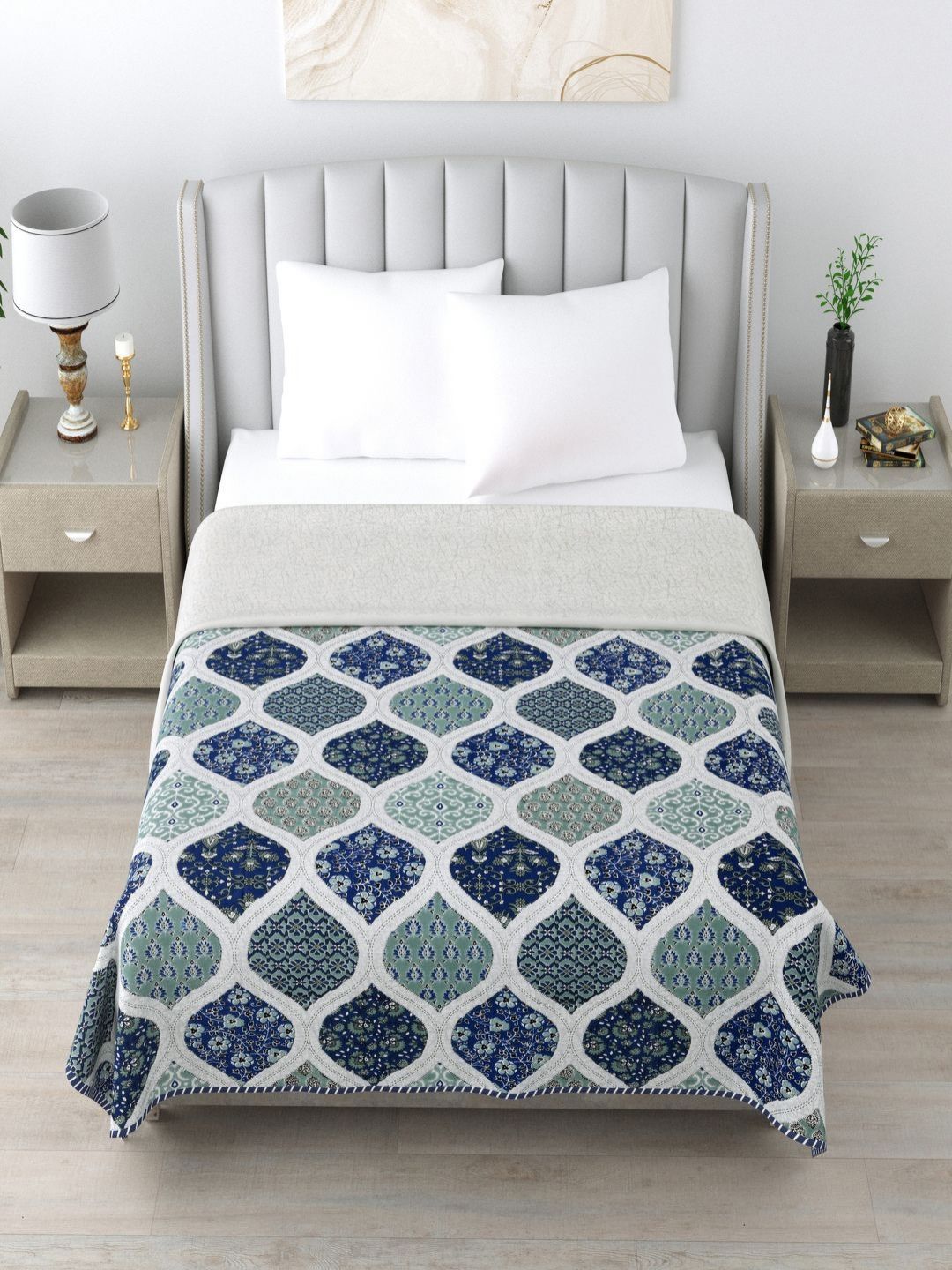 Qfab Blue Floral AC Room 150 GSM Single Bed Dohar-picture-34