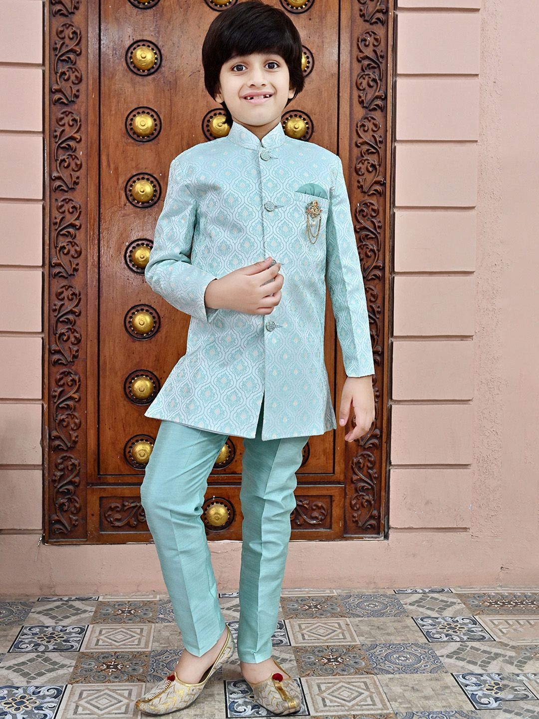 BT DEZINES Boys Embroidered Sherwani With Trousers Set-picture-10