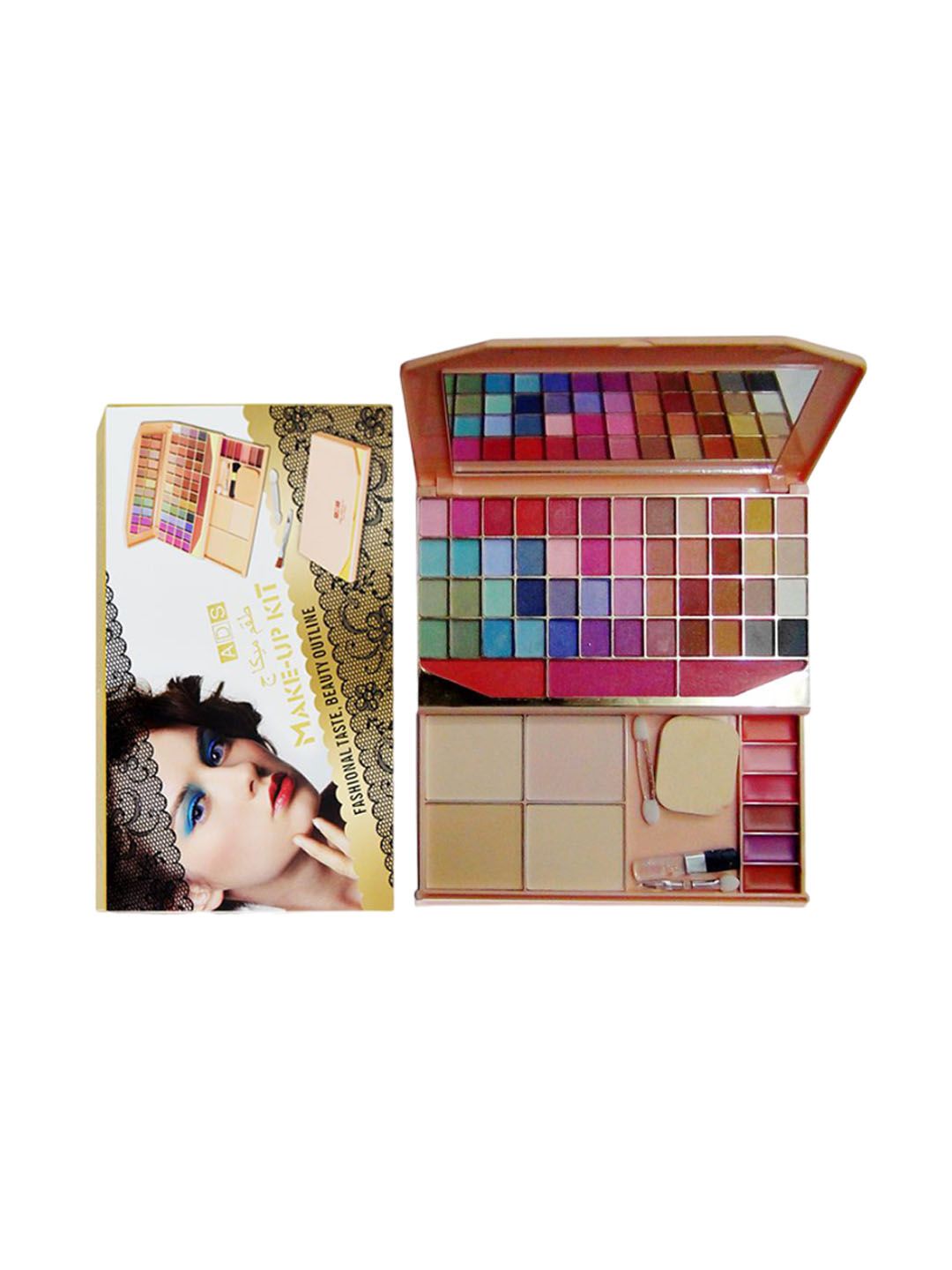 A.D.S 48 Eyeshadow, 3 Blusher, 4 Compact Powder, 6 Lip Color, 1 Puff Makeup Kit-80g-image-45
