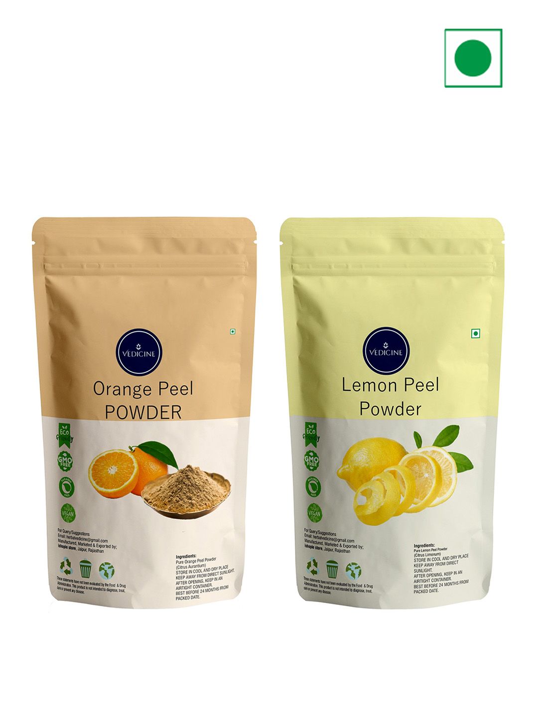 VEDICINE Set Of 2 Orange Peel &  Lemon Powder For Face Pack-100g Each-picture-54