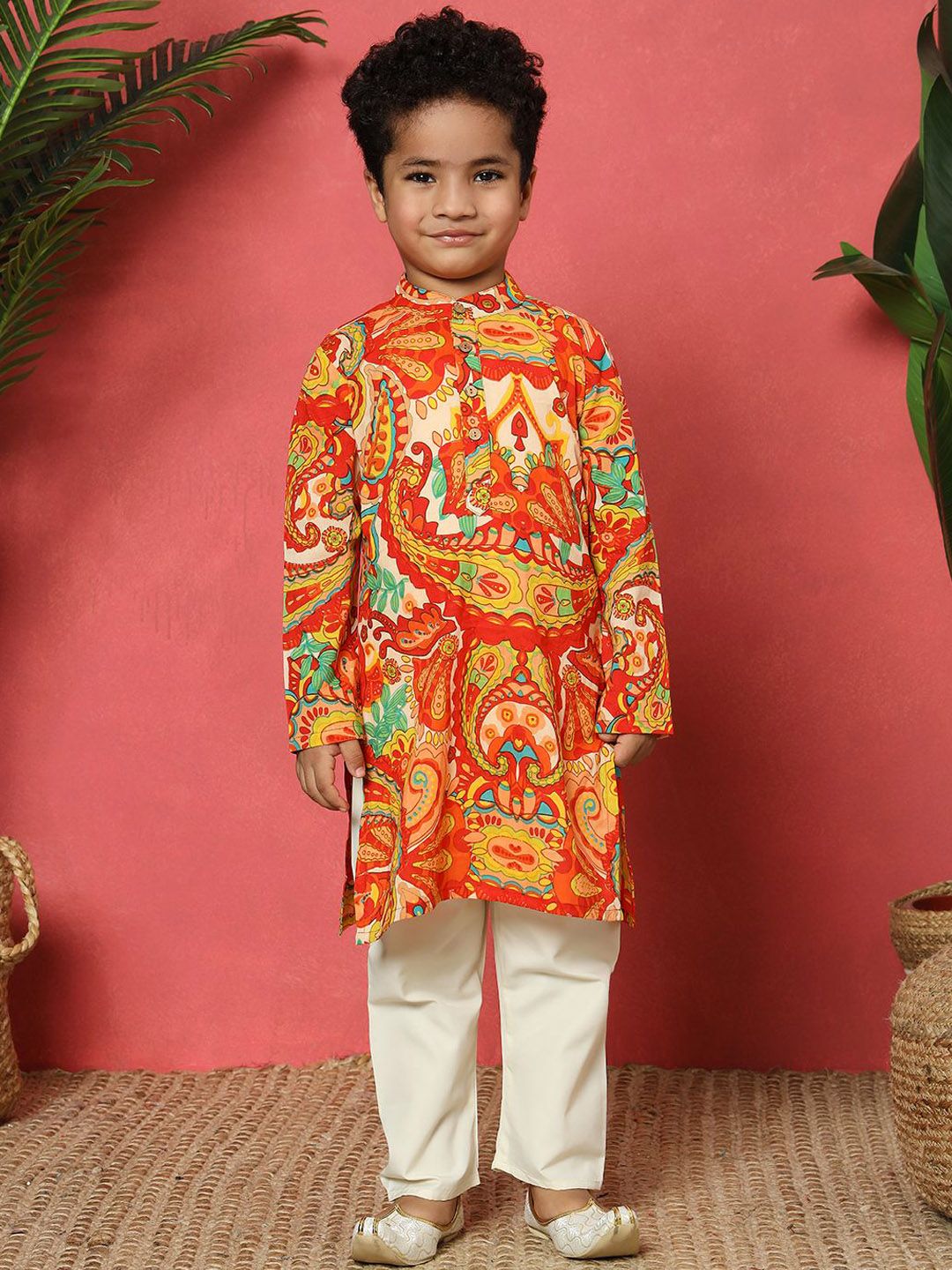 Readiprint Fashions Boys Floral Printed Regular Pure Cotton Kurta with Pyjamas-picture-57