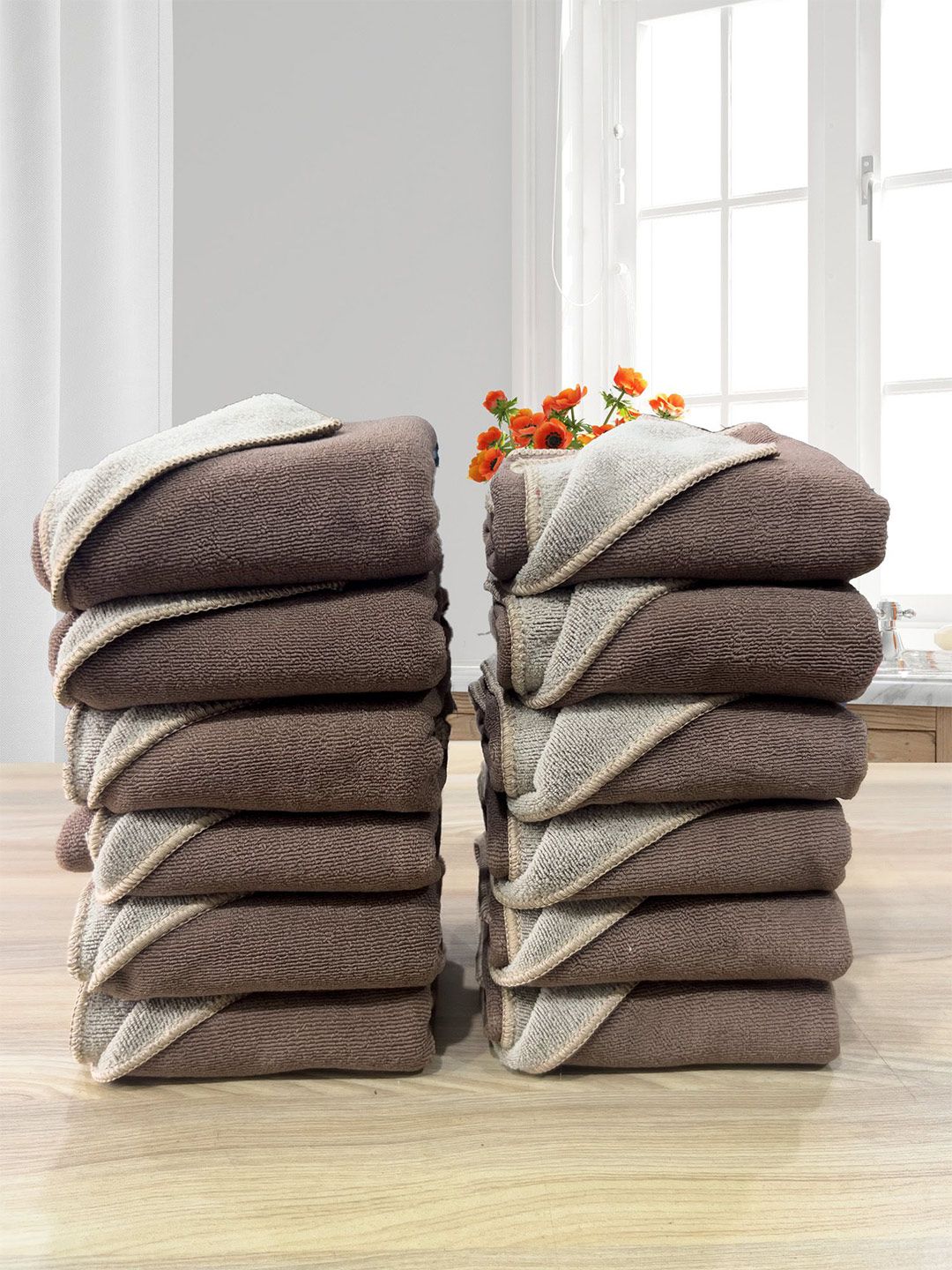 LABHAM Euphoria 12Pcs Brown 450GSM Reversible Hand Towels-picture-15