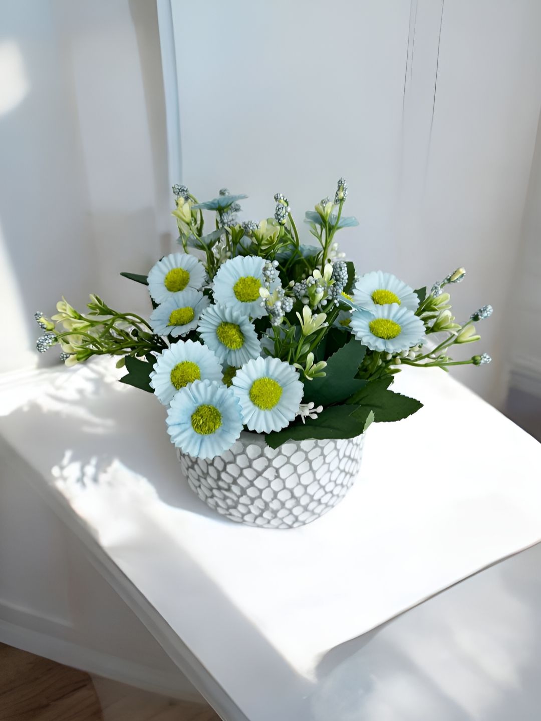 Art Street White Textured Cement Flower Vases-picture-24