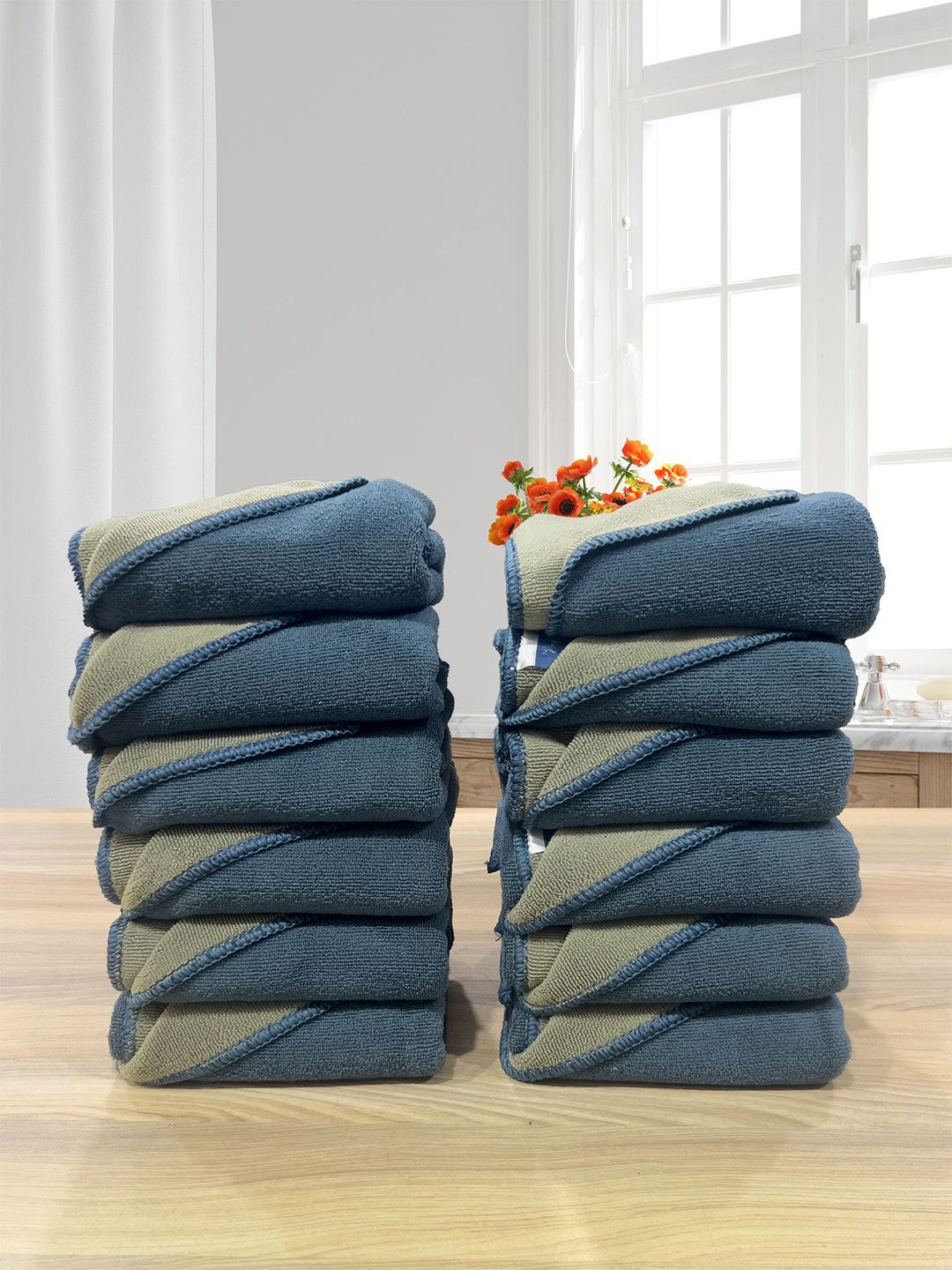 LABHAM 12Pcs Olive-Green 450 GSM Anti-Microbial Hand Towels-picture-57