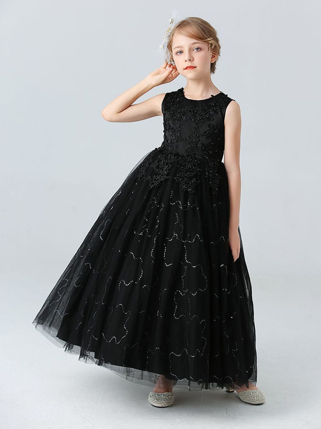 JC SPARKLE Girls Sleeveless Round Neck Maxi Dress-image-48