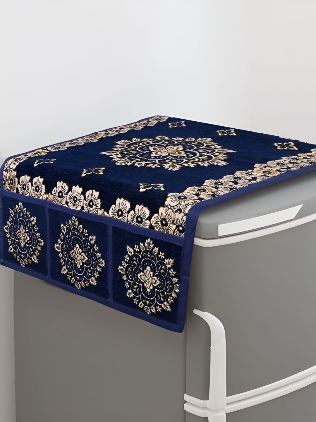 LooMantha Blue & Beige Printed Fridge Top Cover-image-28