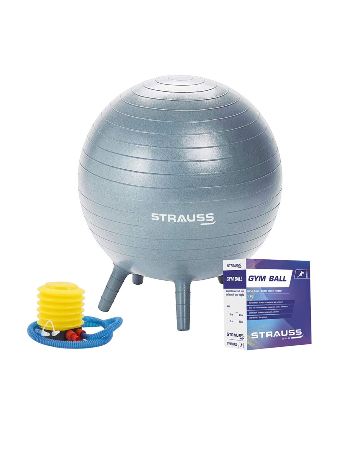 STRAUSS Anti-Burst Rubber Gym Ball Stability Legs With Foot Pump-picture-11