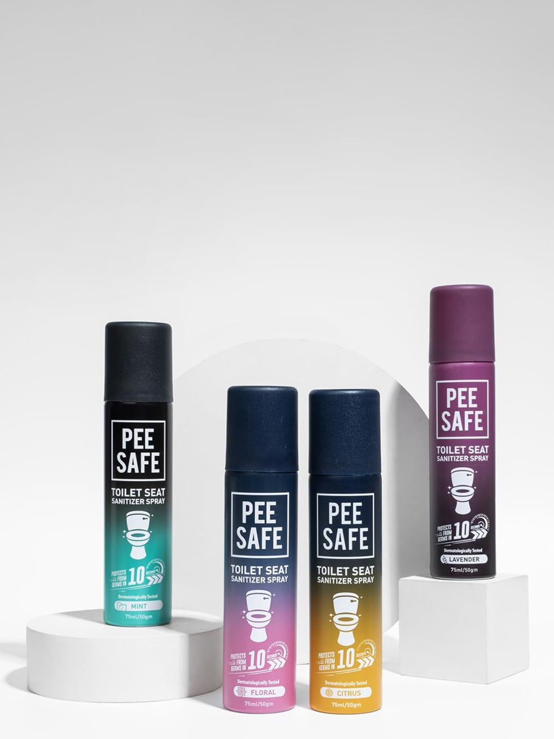 PEESAFE Set Of 2 UTI Risk Reduction Toilet Seat Sanitizer Spray -75ml Each- Citrus