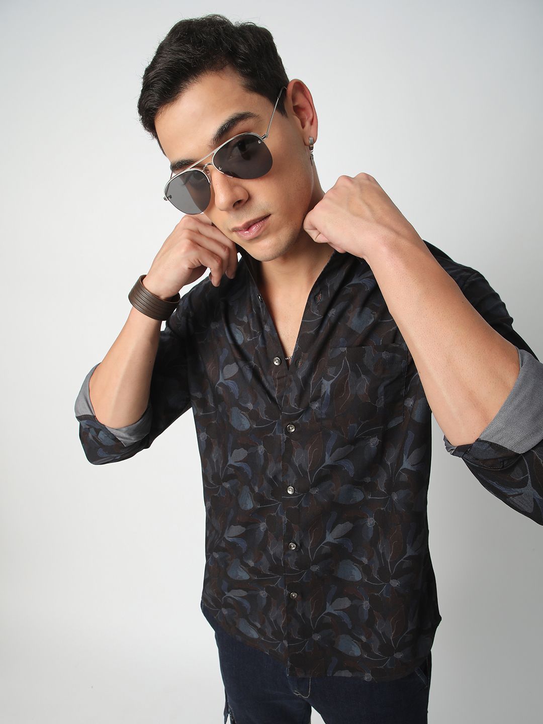 VASTRADO Men Classic Spread Collar Floral Printed Cotton Slim Fit Casual Shirt-picture-38