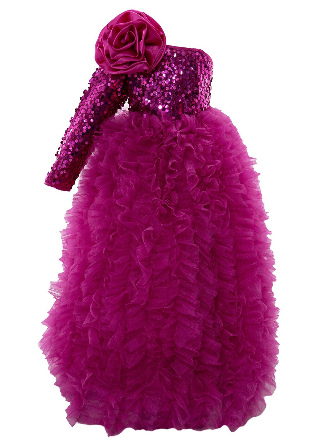Pink Wings Off-Shoulder Net Maxi Dress-picture-43