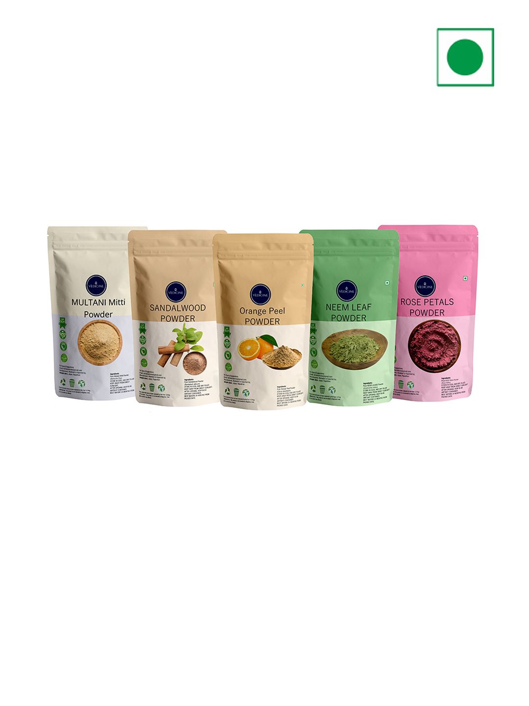 VEDICINE Multani Mitti Sandalwood Orange Neem Leaf Rose Petal Powder Face Mask-40g Each-picture-49