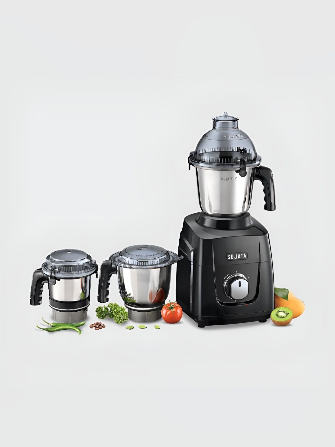 Sujata MG02 1000 Watt 3 Jars Black Stainless Steel Juicer Mixer Grinder
