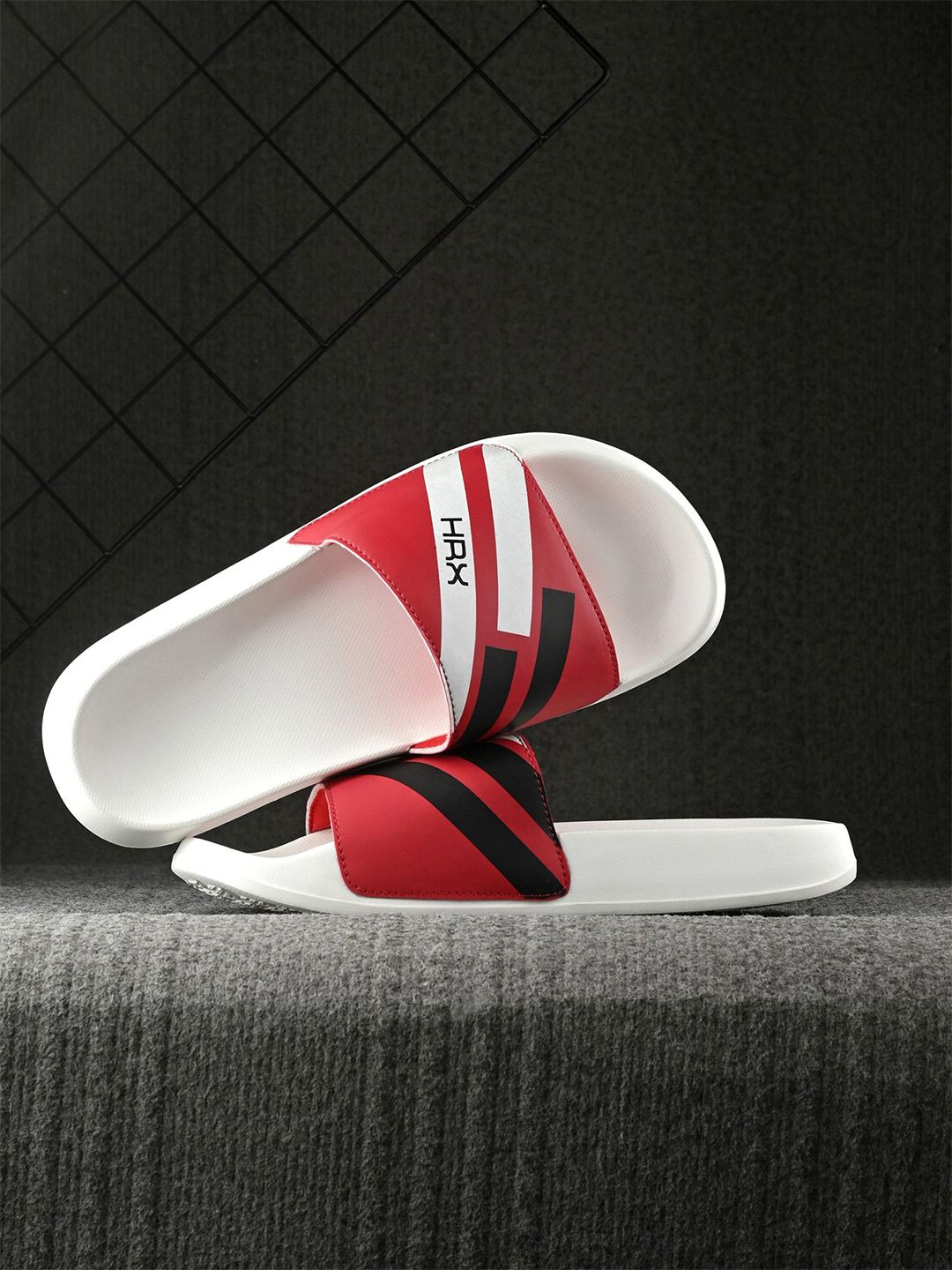 HRX by Hrithik Roshan Men Striped Sliders-image-22