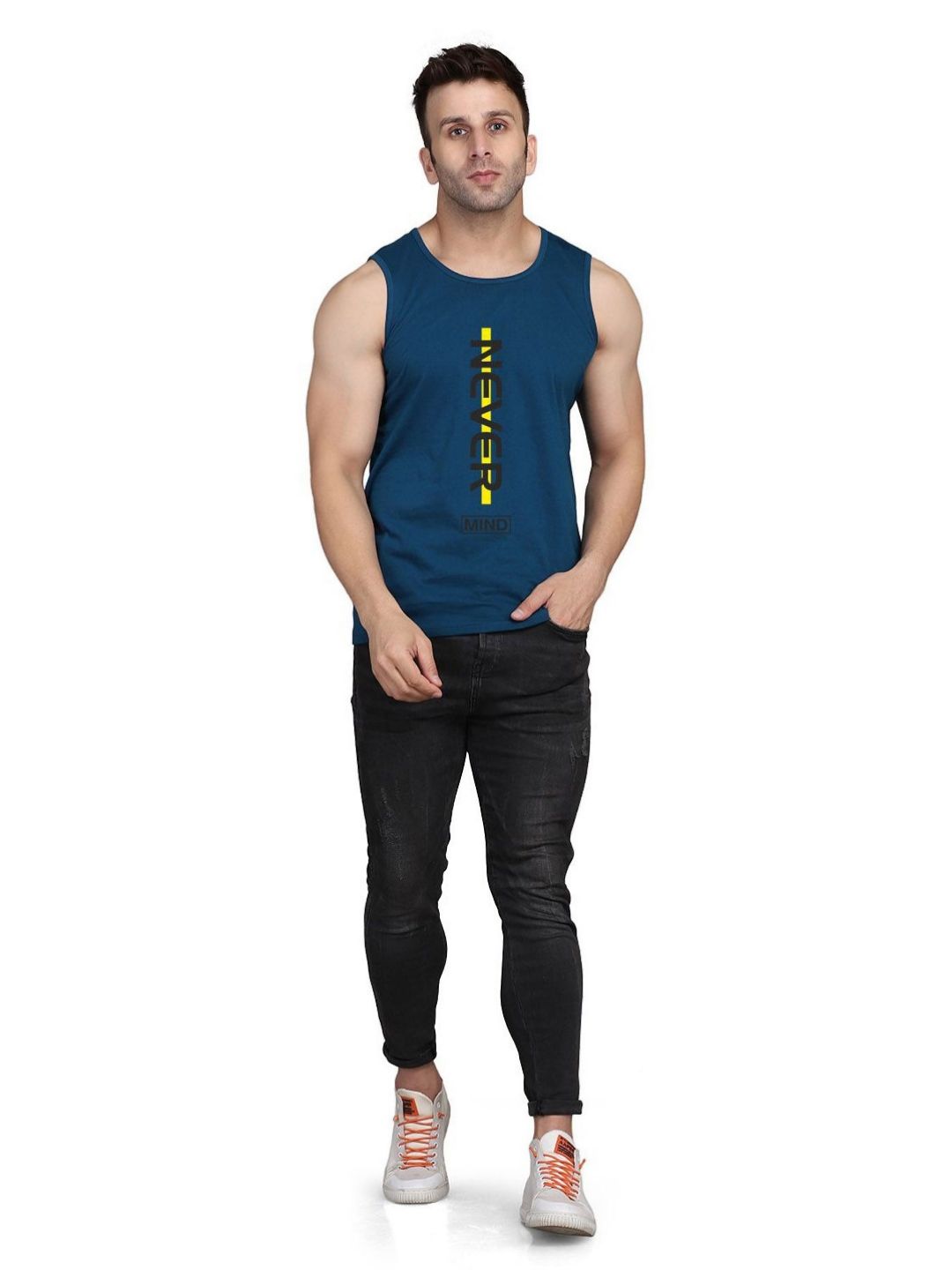Men's Typography Black Short Sleeves Round Neck Slim Fit T-Shirt