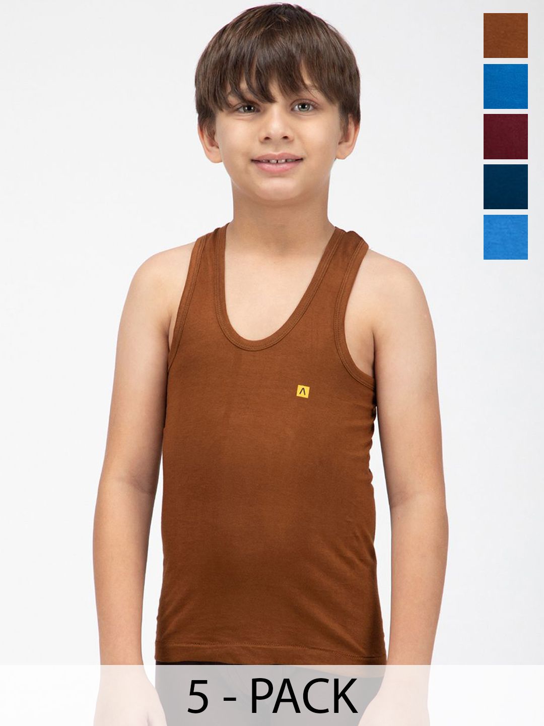AMUL COMFY Boys  Pack Of 5 Cotton Under Shirt Vests AC-CSRN-VE-MULTI-35-5PC-picture-30
