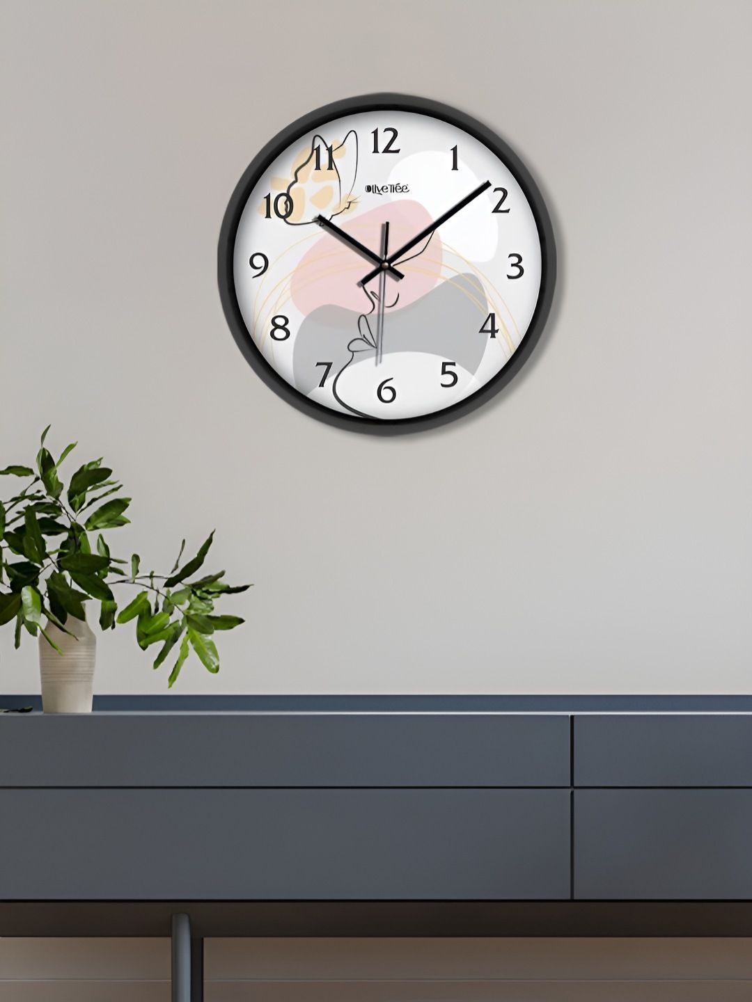 OLIVE TREE Black & White Printed Contemporary Wall Clock-picture-25