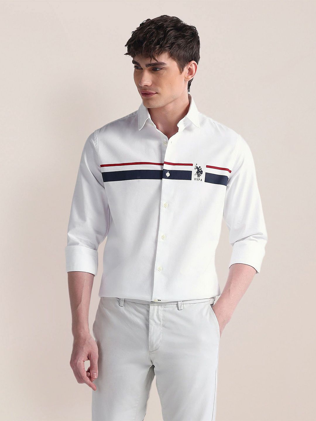 U.S. Polo Assn. Men Classic Spread Collar Solid Cotton Casual Shirt-picture-25