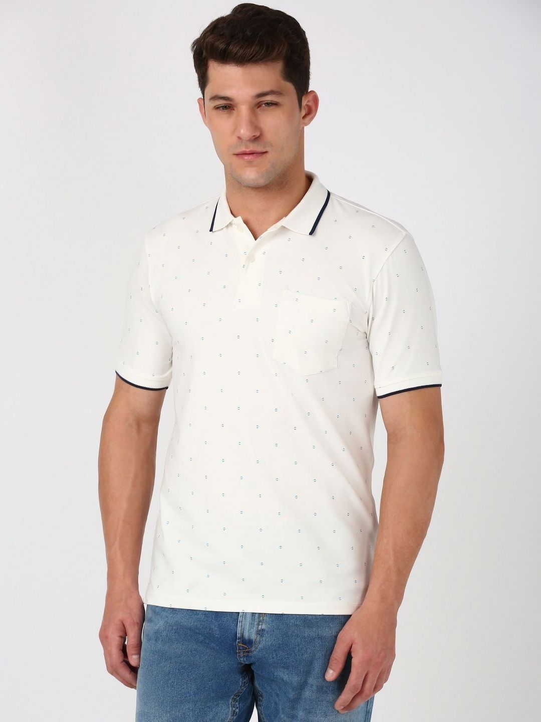 Peter England Men Conversational Printed Polo Collar Cotton T-Shirt-image-49