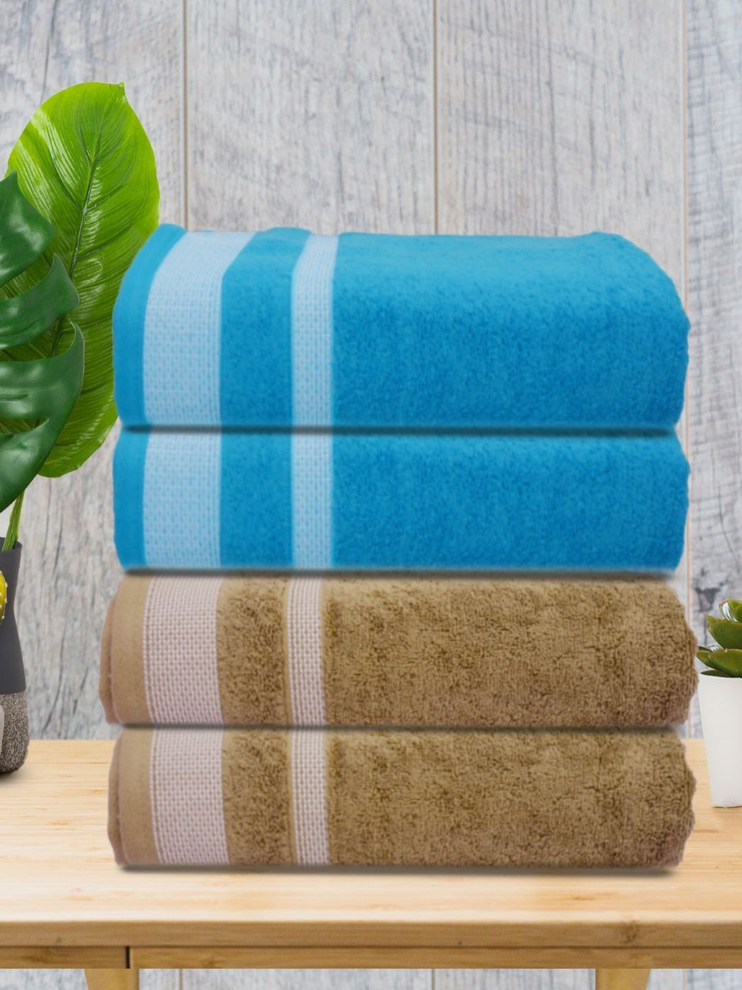 Aura Blue & Brown 4 Striped Cotton 400 GSM Bath Towel-picture-17