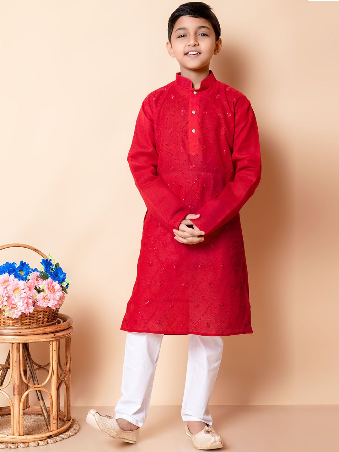 NFC CREATION Boys Embroidered Regular Thread Work Kurta with Pyjamas-picture-23