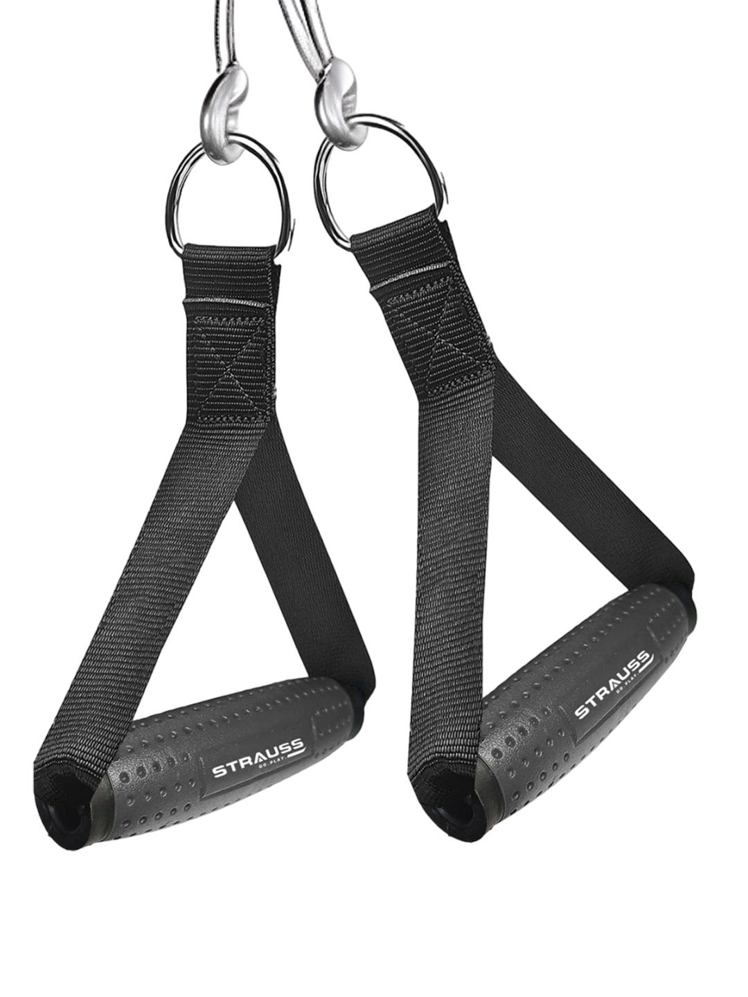 STRAUSS Pack Of 2 Heavy Duty PVC Resistance Band D Shaped Handles-picture-7