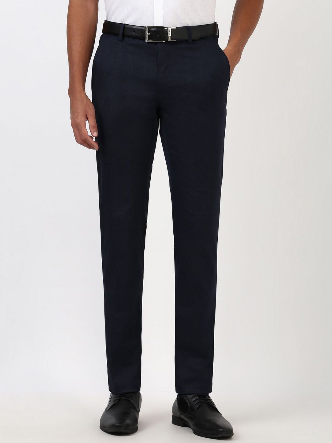 Peter England Men Checked Slim Fit Trousers-picture-41