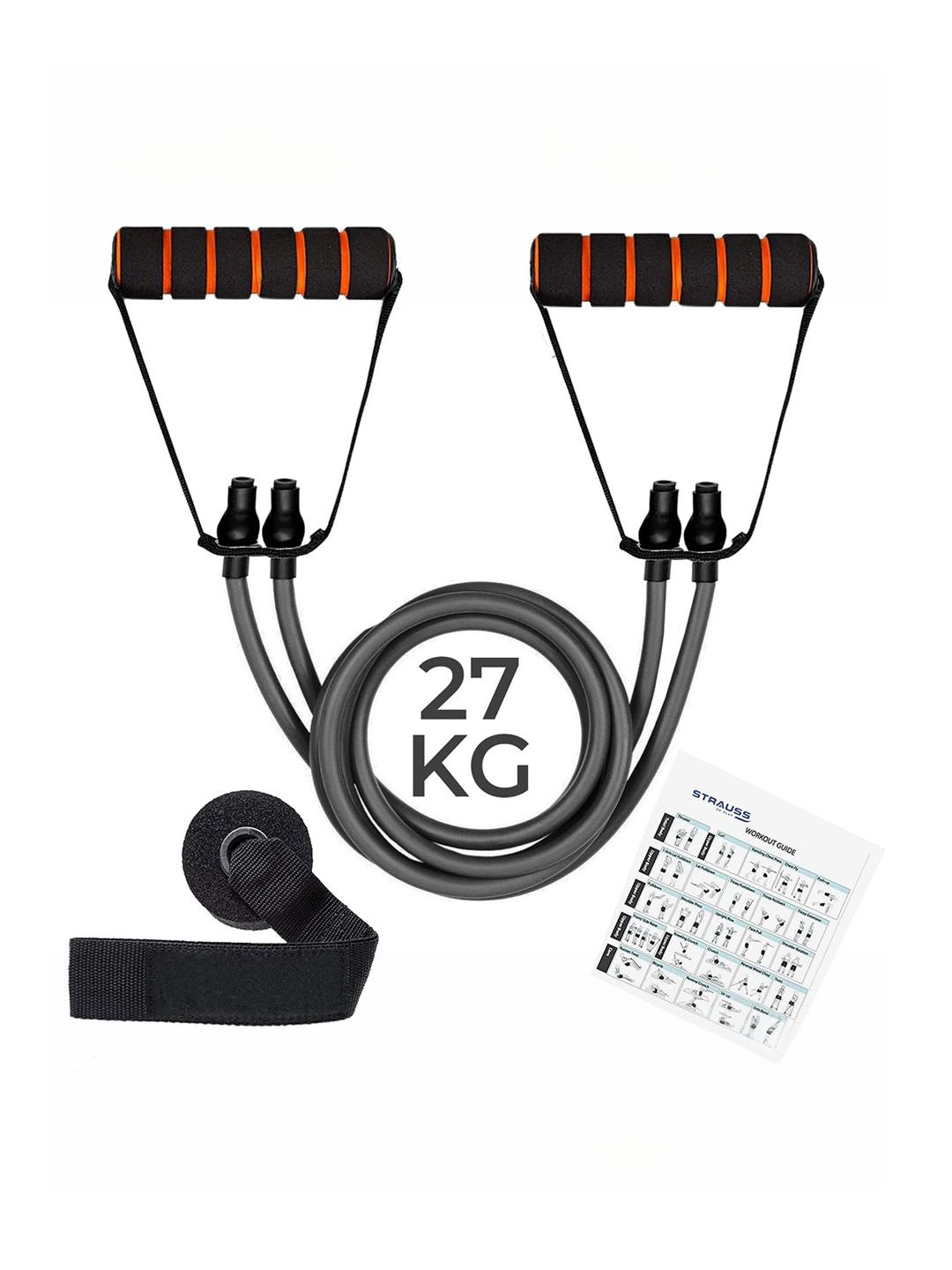 STRAUSS Double Resistance Tube with Foam Handles, Door Knob & Carry Bag 27 Kg-picture-24