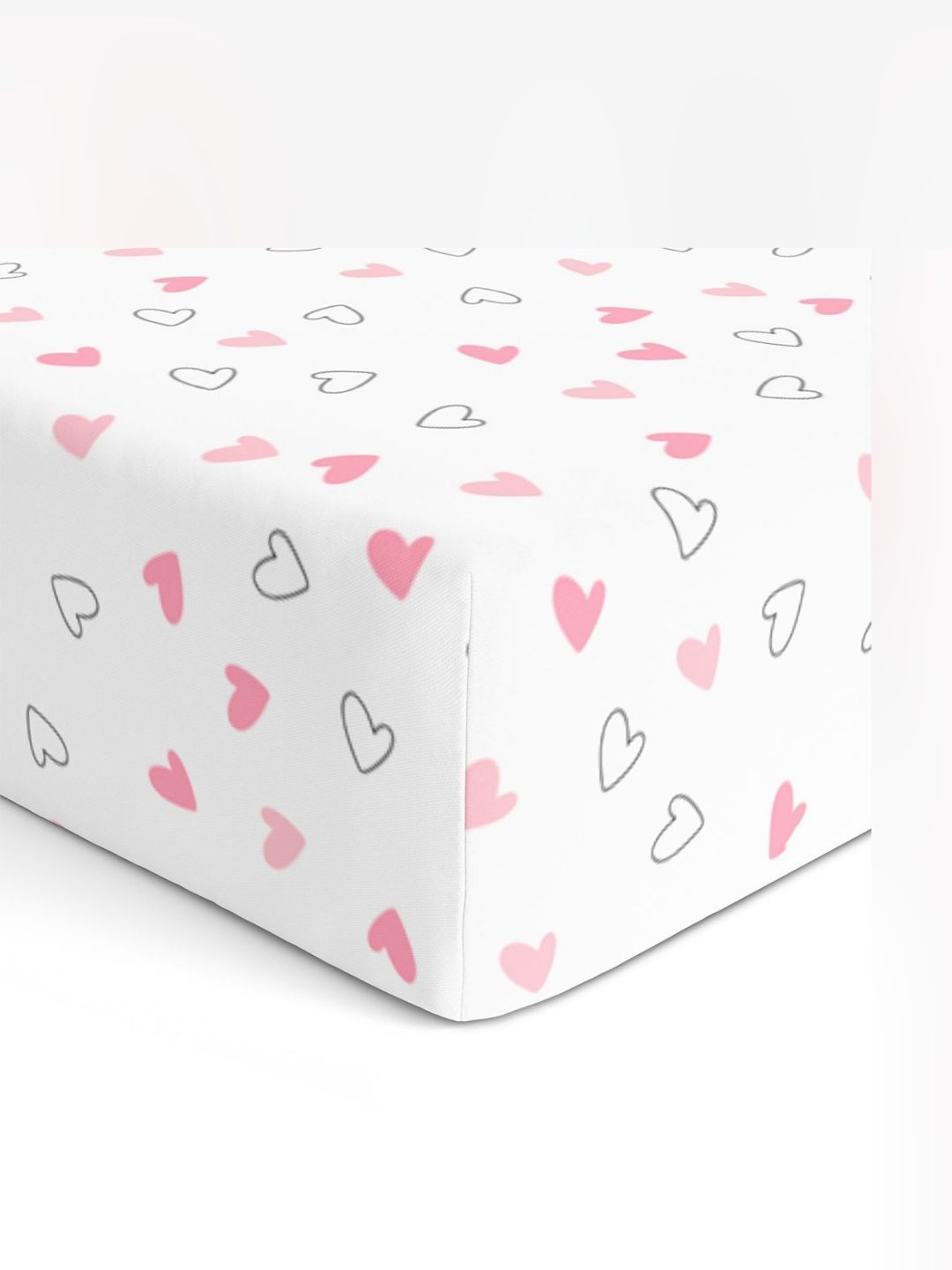 The White Cradle Pink & White Conversational Printed Cotton Fitted 120 TC Crib Bedsheet-picture-35