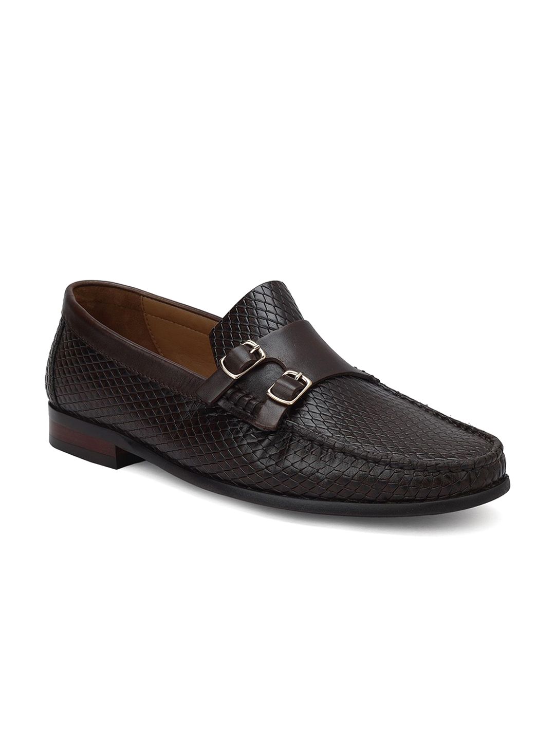 ROSSO BRUNELLO Men Textured Leather Formal Monk Shoes-picture-18