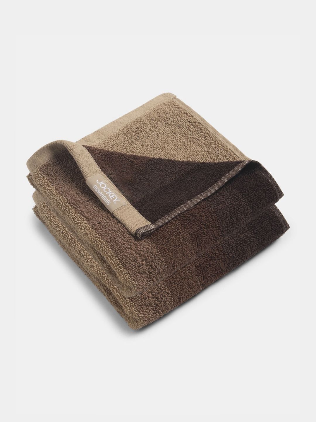 Jockey Beige & Brown 2 Pieces Striped 500 GSM Cotton Terry Hand Towels
