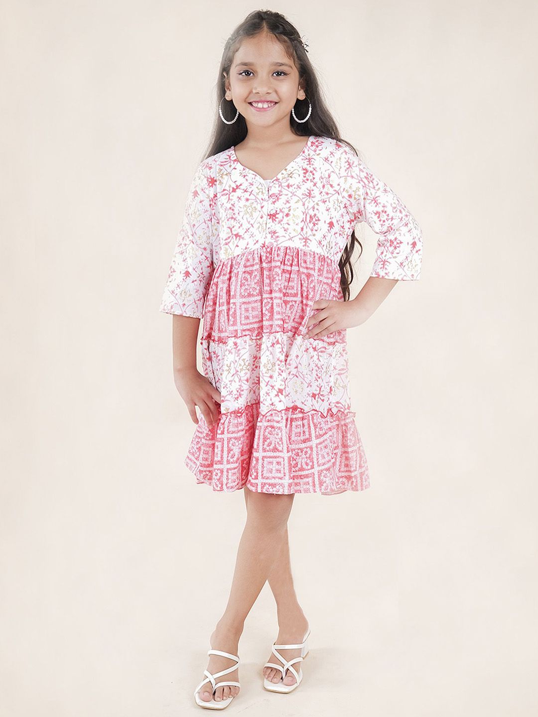 KiddoPanti Girls Floral Printed Fit & Flare Dress-image-12