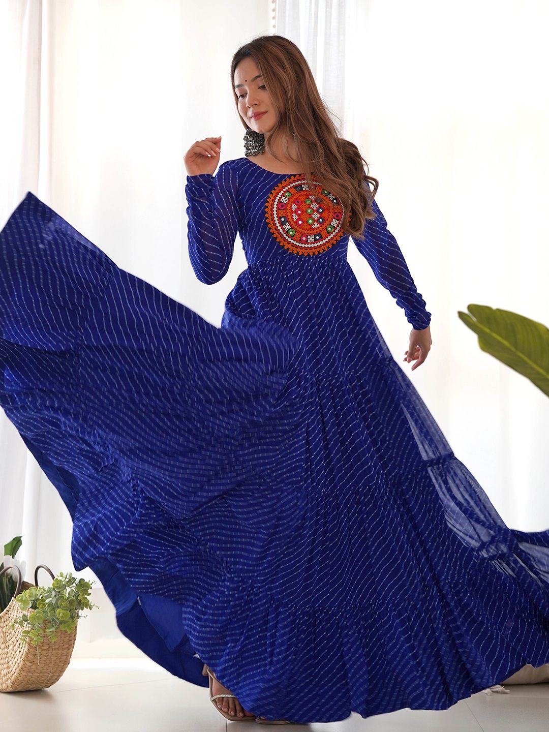LABELKBBRAND Printed Flared Maxi Ethnic Dress-picture-55