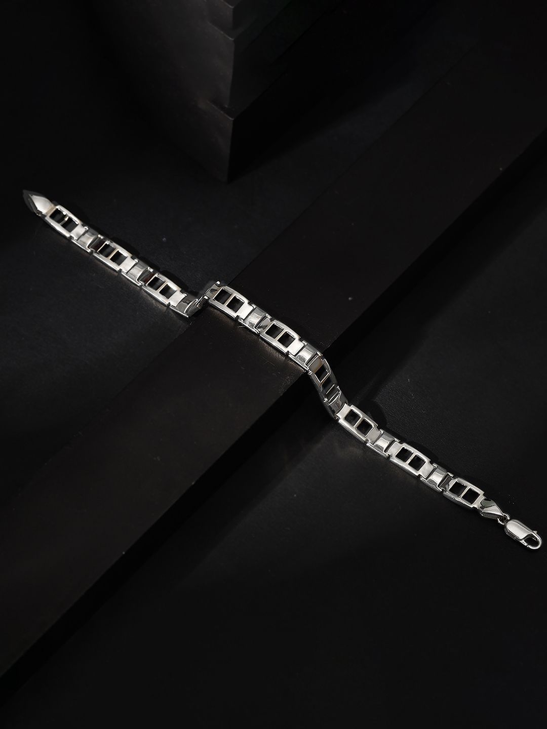 GIVA Men 925 Sterling Silver Rhodium-Plated Link Bracelet