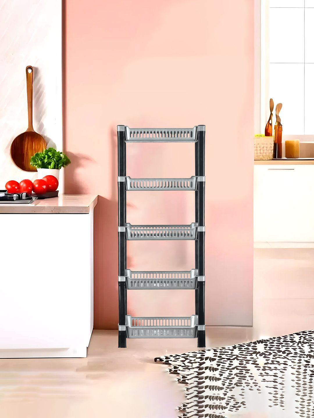 Kuber Industries Silver-Toned & Black Long Lasting 5-Layer Kitchen Organiser-picture-31