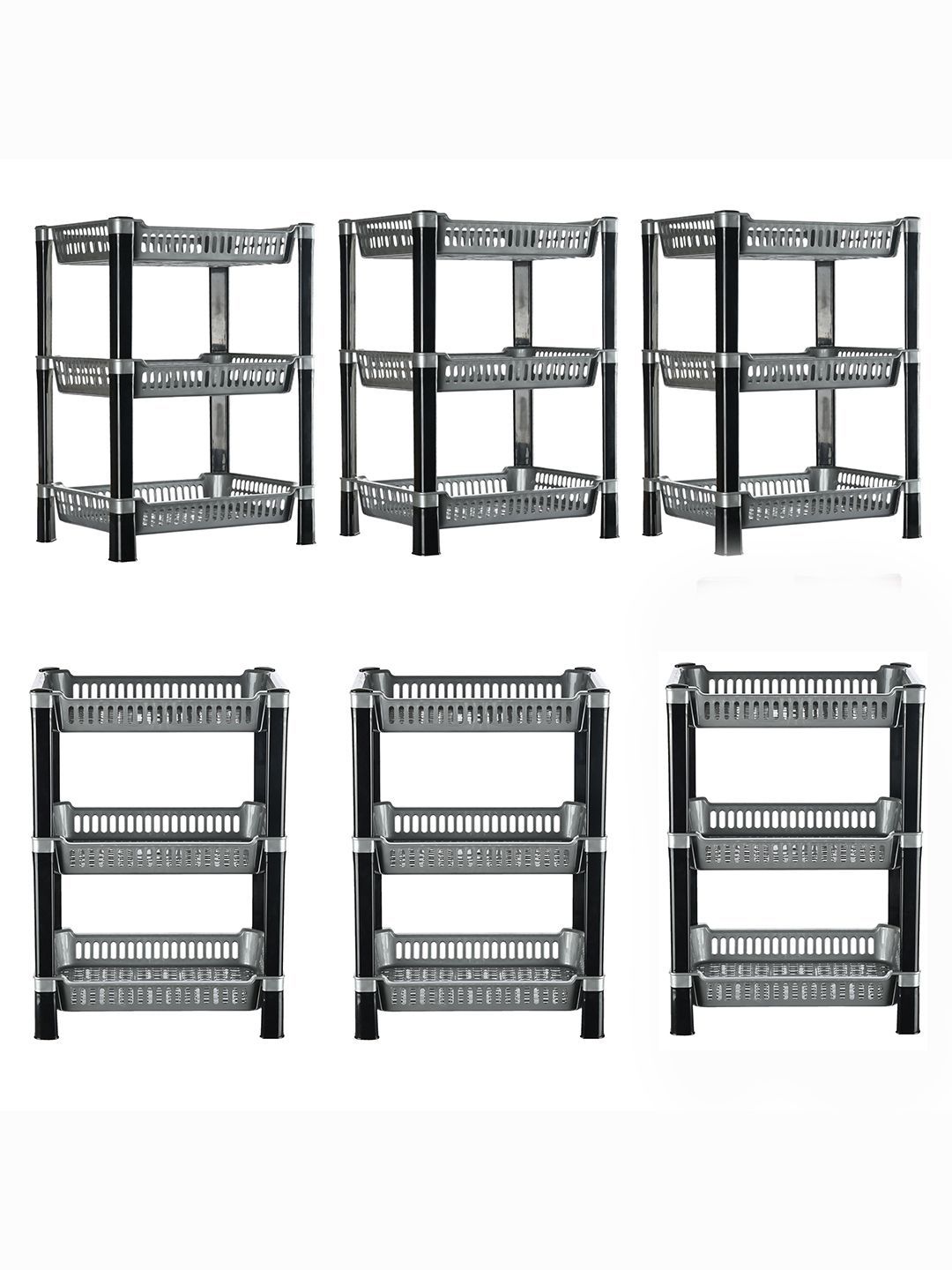 Kuber Industries Silver-Toned & Black 6 Pieces 3-Layer Long Lasting Kitchen Organiser-picture-25